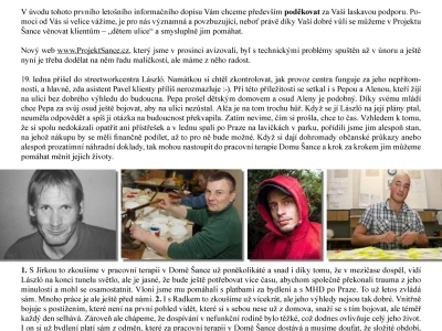 Poslání/práce Projektu Šance pokračují